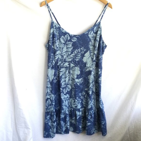 A.n.a. New Approach Summer Dress XXL Rayon Ruffle Hem Blues Vacation Beach - Picture 5 of 11